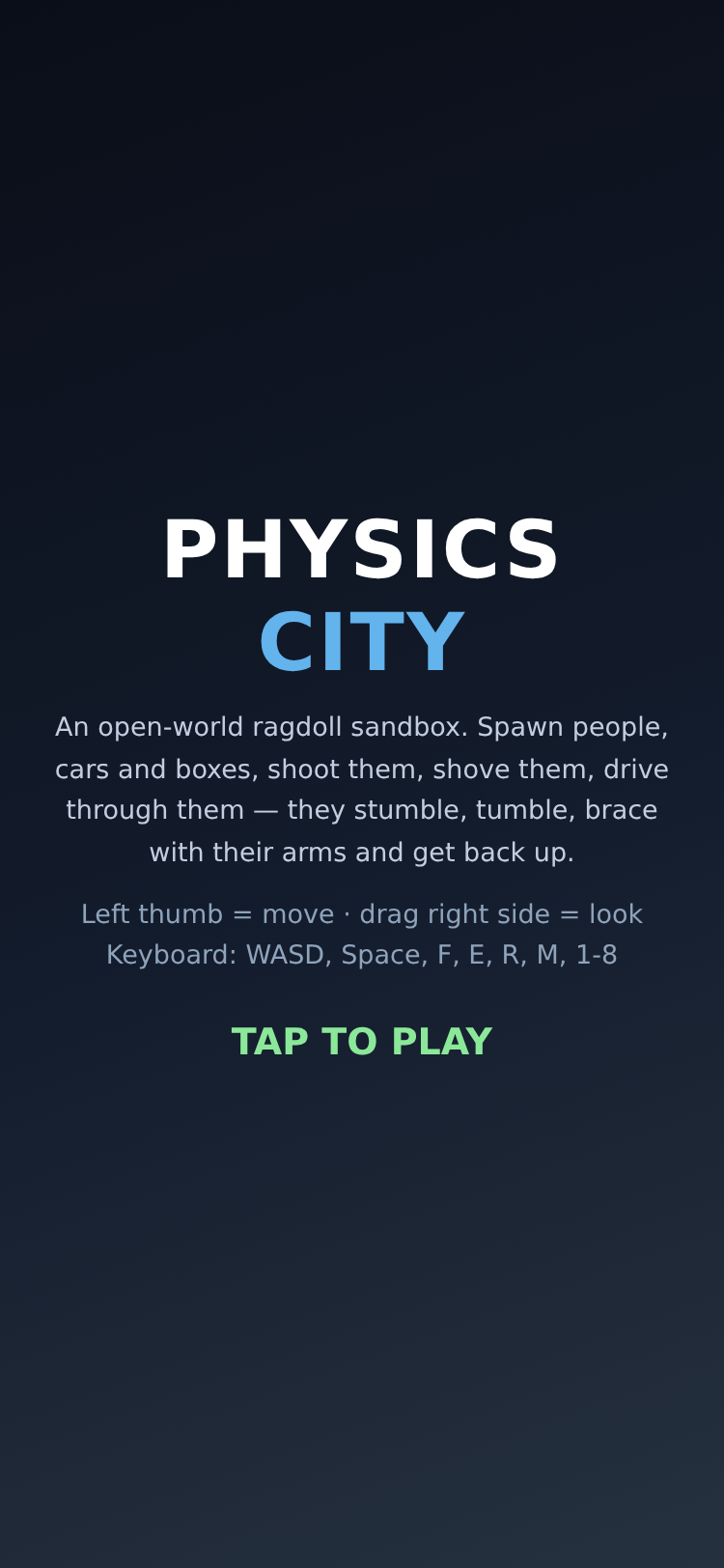 Physics City: 3D Ragdoll Sandbox screenshot