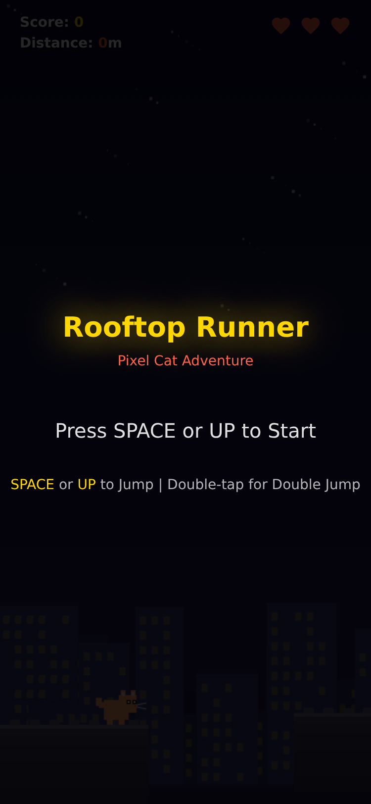 Pixel Cat Rooftop Runner screenshot