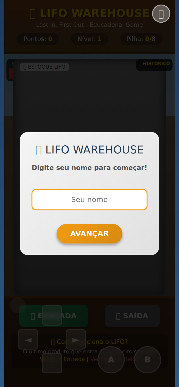 LIFO Warehouse Challenge screenshot